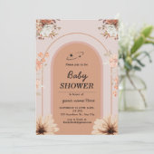 Crème bruin boho Baby Meisje Douche Uitnodiging (Staand voorkant)