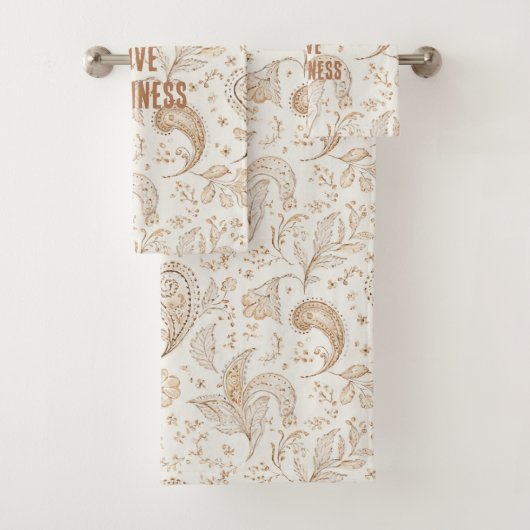 Crème Bruin Boho Boheems Bad Handdoek (Insitu)