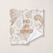 Crème Bruin Boho Boheems Bad Handdoek (Wasdoekje)