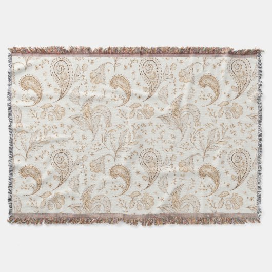 Crème Bruin Boho Boheems Deken (Voorkant)
