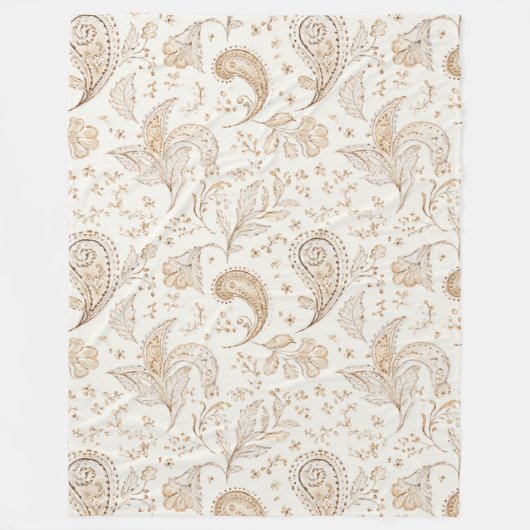 Crème Bruin Boho Boheems Fleece Deken (Voorkant)
