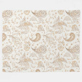 Crème Bruin Boho Boheems Fleece Deken (Voorkant (Horizontaal))