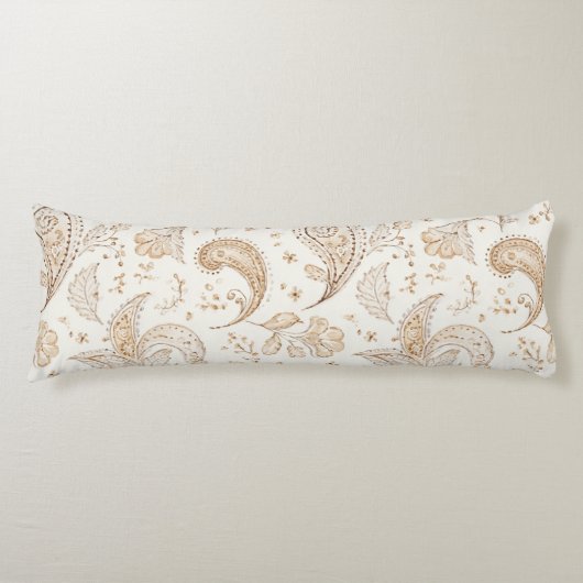 Crème Bruin Boho Boheems Lichaamskussen (Voorkant)