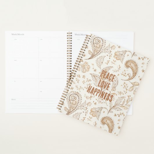 Crème Bruin Boho Boheems Planner (Display)