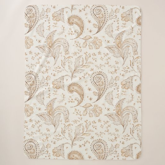 Crème Bruin Boho Boheems Sherpa Deken (Voorkant)