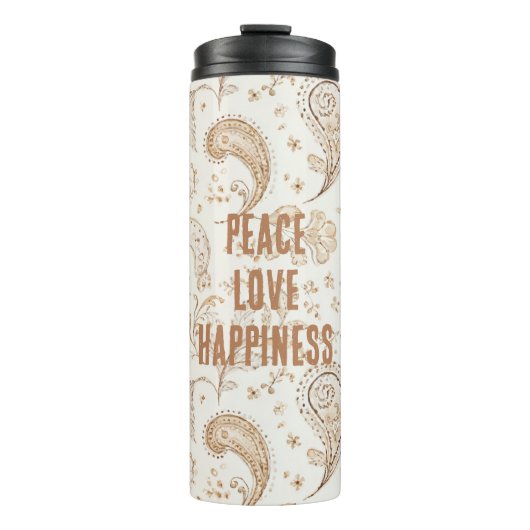 Crème Bruin Boho Boheems Thermosbeker (Voorkant)