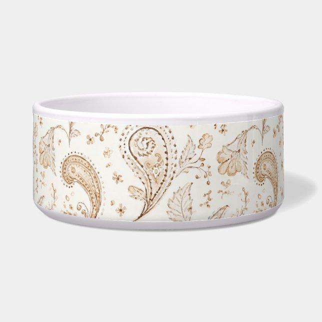 Crème Bruin Boho Boheems Voerbakje (Voorkant)