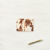 Crème Bruin Cowgirl Koeienhuid Monogram Post-it® Notes (Op bureau)