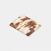 Crème Bruin Cowgirl Koeienhuid Monogram Post-it® Notes (Schuin)