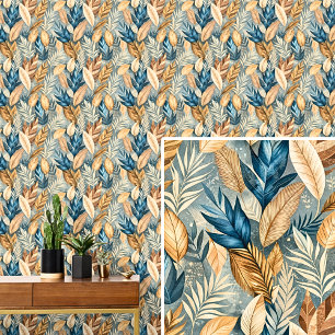 Crème bruin donkergroen blad herfsttinten blad behang