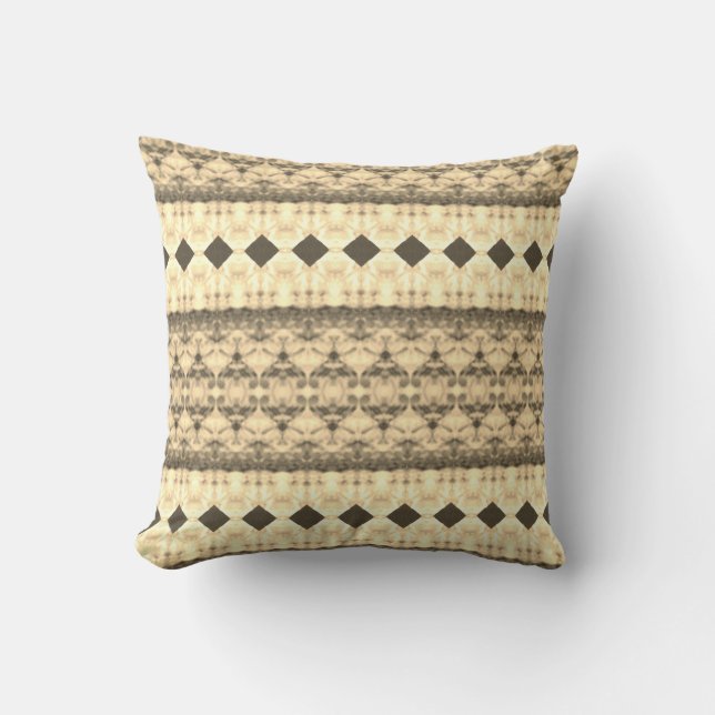 Crème Bruin En Beige Patroon Kussen (Voorkant)