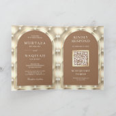 Crème Bruin Getuft Patroon QR Code Moslim Bruiloft (Binnen)