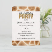Crème Bruin Giraffe Dier Goud Glitter Party Kaart (Staand voorkant)