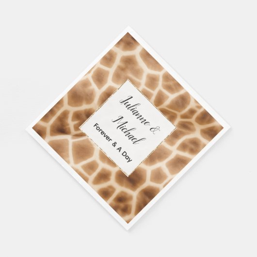 Crème Bruin Giraffe Dier Safari Bruiloft Servet (Hoek)