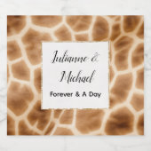 Crème Bruin Giraffe Dier Safari Bruiloft Sparkling Wijnetiket (Enkel label)