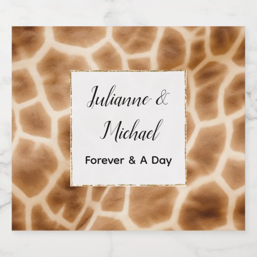 Crème Bruin Giraffe Dier Safari Bruiloft Sparkling Wijnetiket (Enkel label)