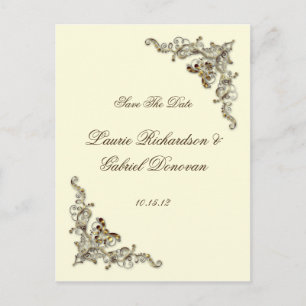 Crème Bruin Goud  Juwelen Save the Date Aankondigingskaart