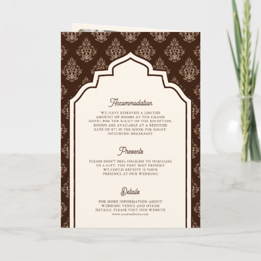 Crème Bruin Ikat Fotocollage Indische bruiloft (Achterkant)