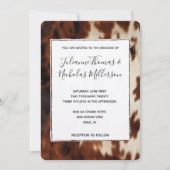 Crème Bruin Koeienhuid Bruiloft Kaart (Voorkant)