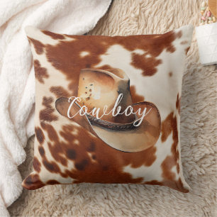 Crème Bruin Koeienhuid Cowboy Pet Kussen