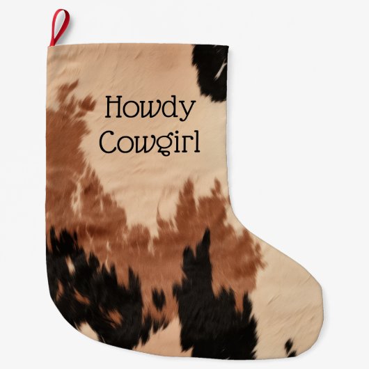 Crème bruin Koeienhuid Grote Kerstsok (Voorkant)