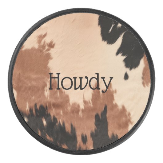 Crème bruin Koeienhuid Hockey Puck (Voorkant)