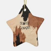 Crème bruin Koeienhuid Keramisch Ornament (Links)