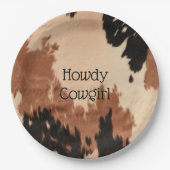 Crème bruin Koeienhuid Papieren Bordje (Voorkant)