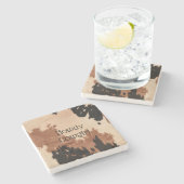 Crème bruin Koeienhuid Stenen Onderzetter (Zijkant)