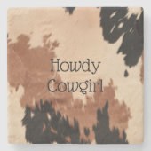 Crème bruin Koeienhuid Stenen Onderzetter (Voorkant)