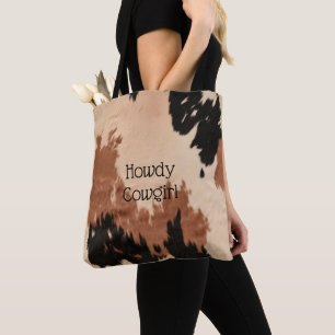 Crème bruin Koeienhuid Tote Bag