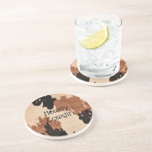 Crème bruin Koeienhuid Zandsteen Onderzetter (Zijkant)