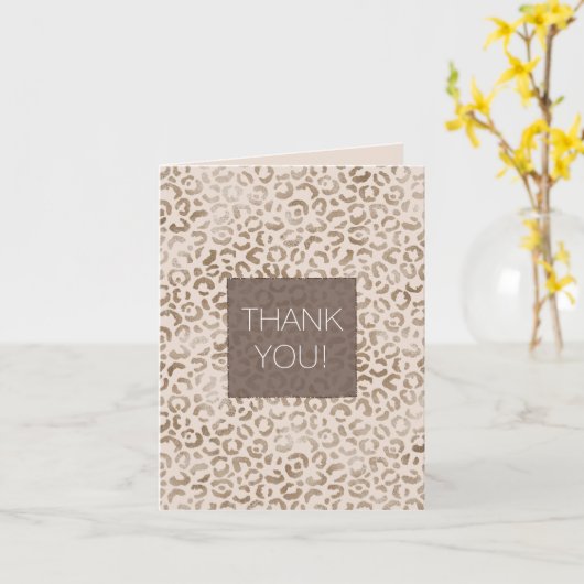 Crème bruin luipaard print dank u kaart (Gele Bloem)