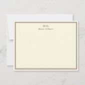 Crème & Bruin Monogram Notitiekaartje (Voorkant)