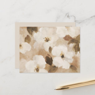 Crème Bruin Tane Abstracte Bloemen Briefkaart