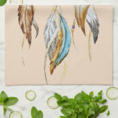 Crème Bruin Turquoise Witte Veren Droomvanger Theedoek (Gevouwen)