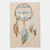 Crème Bruin Turquoise Witte Veren Droomvanger Theedoek (Verticaal)