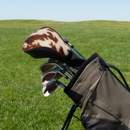 Crème Bruin Western Koeienhuid Golfheadcover (Insitu)