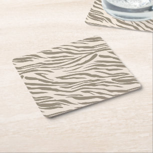 Crème Bruin Wit Zebraprint Kartonnen Onderzetters