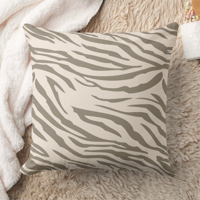 Crème Bruin Wit Zebraprint Kussen (Deken)