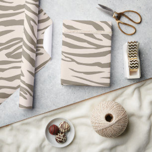 Crème Bruin Witte Zebra Print Cadeaupapier