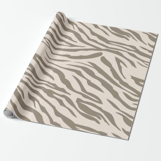 Crème Bruin Witte Zebra Print Cadeaupapier (Uitgerold)