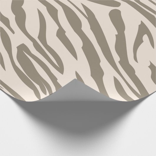 Crème Bruin Witte Zebra Print Cadeaupapier (Hoek)