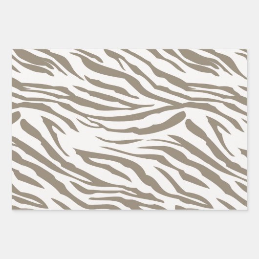 Crème Bruin Witte Zebra Print Inpakpapier Vel (Voorkant 2)