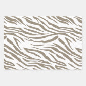 Crème Bruin Witte Zebra Print Inpakpapier Vel (Voorkant)