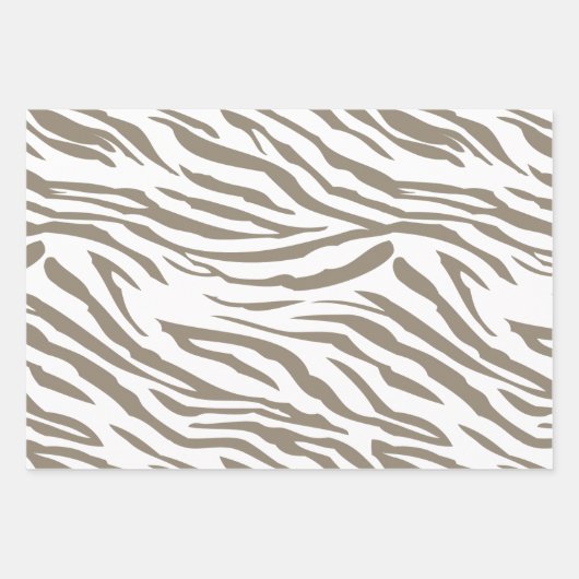 Crème Bruin Witte Zebra Print Inpakpapier Vel (Voorkant)