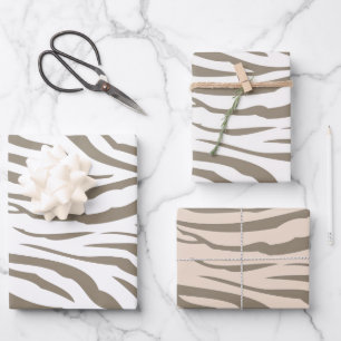 Crème Bruin Witte Zebra Print Inpakpapier Vel