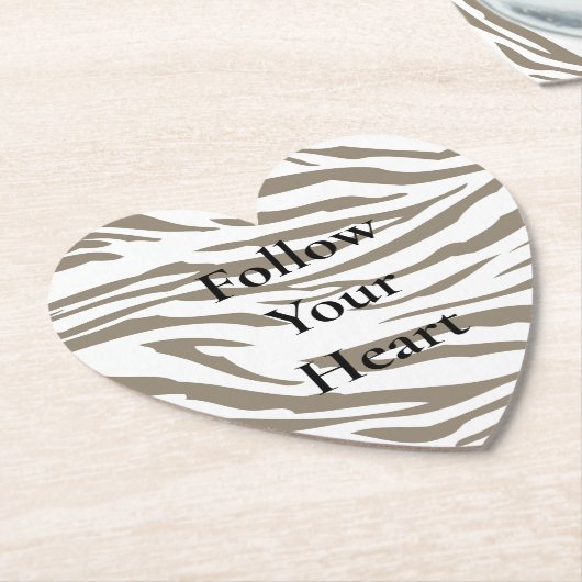 Crème Bruin Witte Zebra Print Kartonnen Onderzetters (Gekanteld)