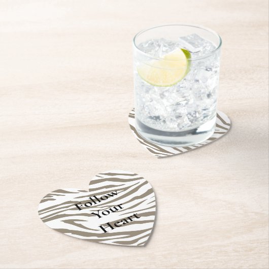 Crème Bruin Witte Zebra Print Kartonnen Onderzetters (Insitu)