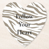 Crème Bruin Witte Zebra Print Kartonnen Onderzetters (Voorkant)